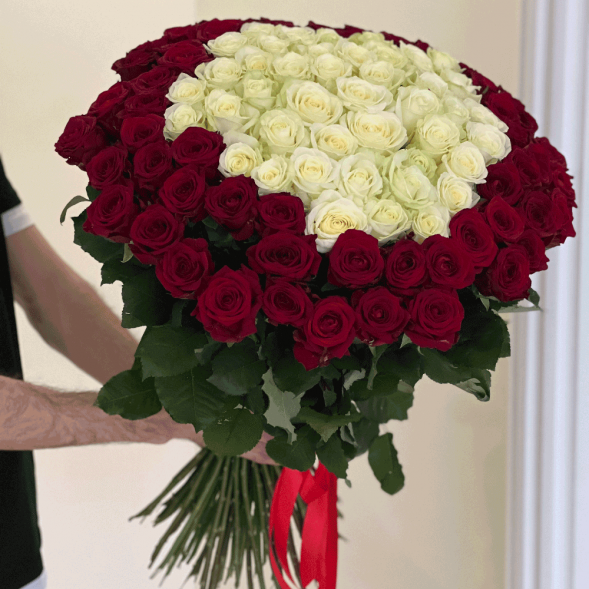 101 роза красная и в середине белая в Бахчисарае