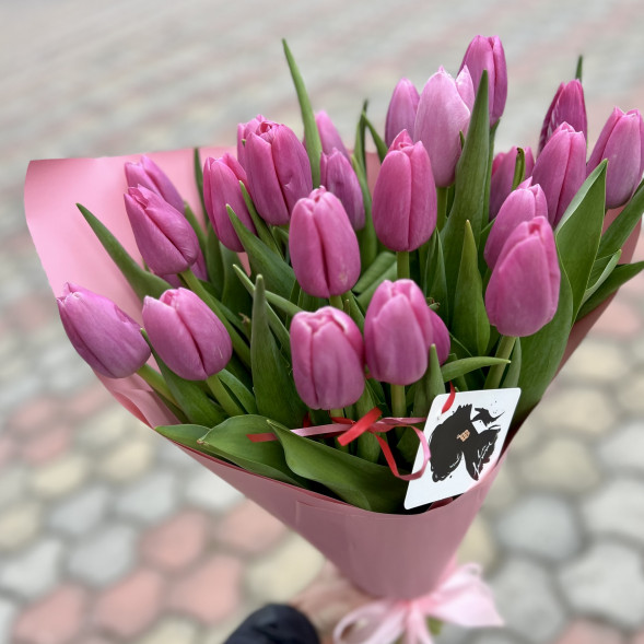 21 розовый тюльпан в Бахчисарае